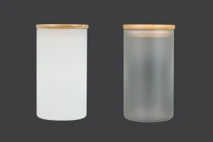 Βαζάκι γυάλινο 85x150 mm με ξύλινο καπάκι και λάστιχο-5