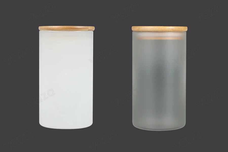 Βαζάκι γυάλινο 85x150 mm με ξύλινο καπάκι και λάστιχο-εικόνα_σύνθεση