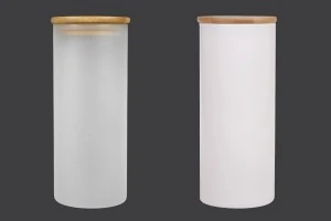Βαζάκι γυάλινο 85x200 mm με ξύλινο καπάκι σε διάφορα χρώματα-5