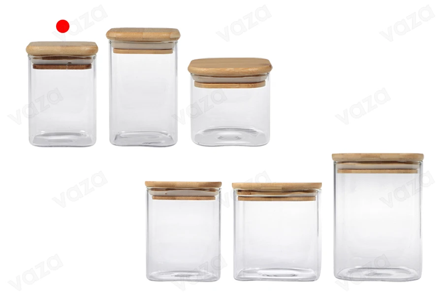 Βάζο γυάλινο 200 ml, τετράγωνο με ξύλινο καπάκι και λάστιχο Βάζο γυάλινο 200 ml, τετράγωνο με ξύλινο καπάκι και λάστιχο-εικόνα_σύνθεση