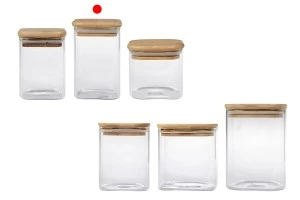 Βάζο γυάλινο 250 ml, τετράγωνο με ξύλινο καπάκι και λάστιχο-3