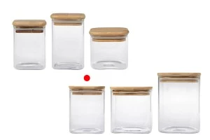 Βάζο γυάλινο 410 ml, τετράγωνο με ξύλινο καπάκι και λάστιχο-6