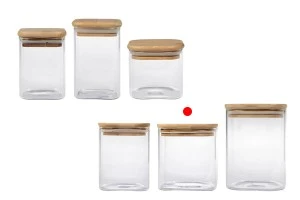Βάζο γυάλινο 680 ml, τετράγωνο με ξύλινο καπάκι και λάστιχο-3