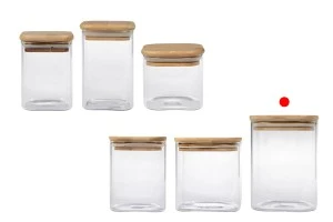 830 ml square glass jar with rubber sealed wooden lid-3