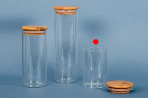 Barattolo in vetro da 250 ml, tondo con tappo in legno e gomma-6