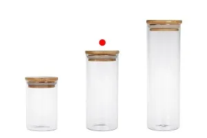 Barattolo in vetro da 400 ml, tondo con tappo in legno e gomma-3