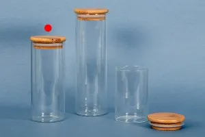 Barattolo in vetro da 400 ml, tondo con tappo in legno e gomma-7
