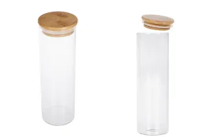 Barattolo in vetro da 550 ml, tondo con tappo in legno e gomma-2