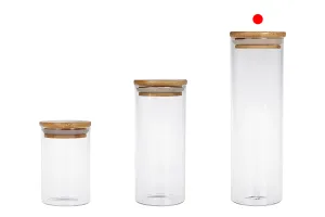 Barattolo in vetro da 550 ml, tondo con tappo in legno e gomma-3