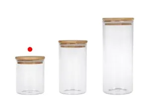 Petit pot rond en verre de 450ml avec couvercle en bois et bande élastique-6