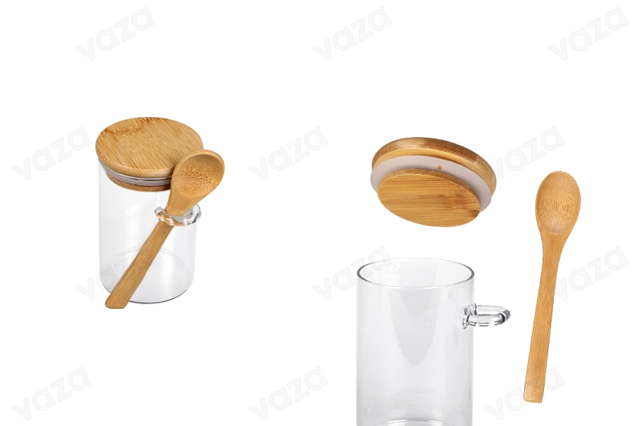 Βάζο 250 ml γυάλινο, στρογγυλό 65x100 mm με κουταλάκι και ξύλινο καπάκι Βάζο 250 ml γυάλινο, στρογγυλό 65x100 mm με κουταλάκι και ξύλινο καπάκι-εικόνα_προϊοντική