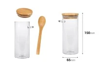 Βάζο 400 ml γυάλινο, στρογγυλό 65x150 mm με κουταλάκι και ξύλινο καπάκι Βάζο 400 ml γυάλινο, στρογγυλό 65x150 mm με κουταλάκι και ξύλινο καπάκι