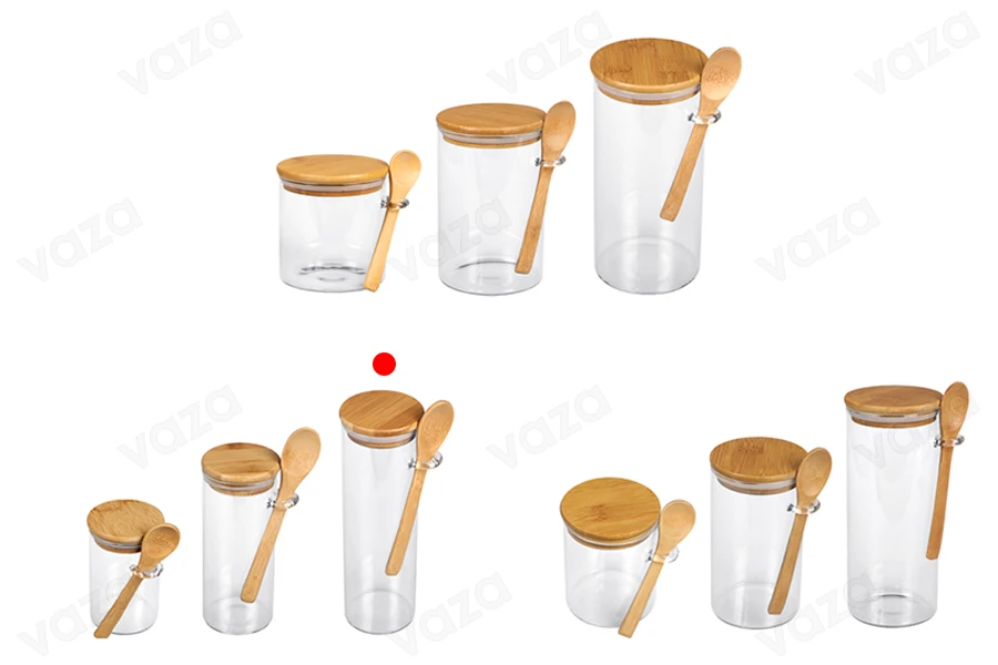 Βάζο 550 ml γυάλινο, στρογγυλό 65x200 mm με κουταλάκι και ξύλινο καπάκι Βάζο 550 ml γυάλινο, στρογγυλό 65x200 mm με κουταλάκι και ξύλινο καπάκι-εικόνα_σύνθεση