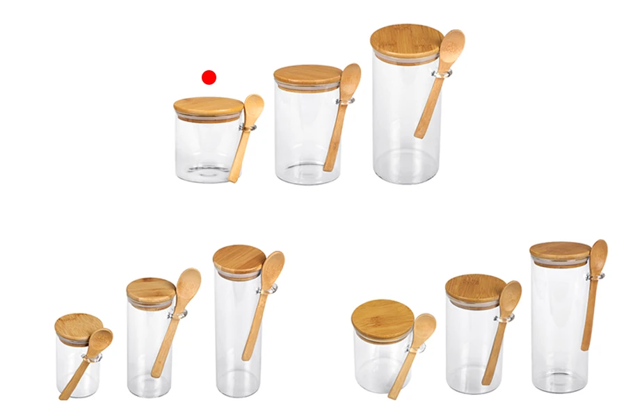 Βαζάκι 600 ml γυάλινο, στρογγυλό 100x100 mm με κουταλάκι και ξύλινο καπάκι Βαζάκι 600 ml γυάλινο, στρογγυλό 100x100 mm με κουταλάκι και ξύλινο καπάκι