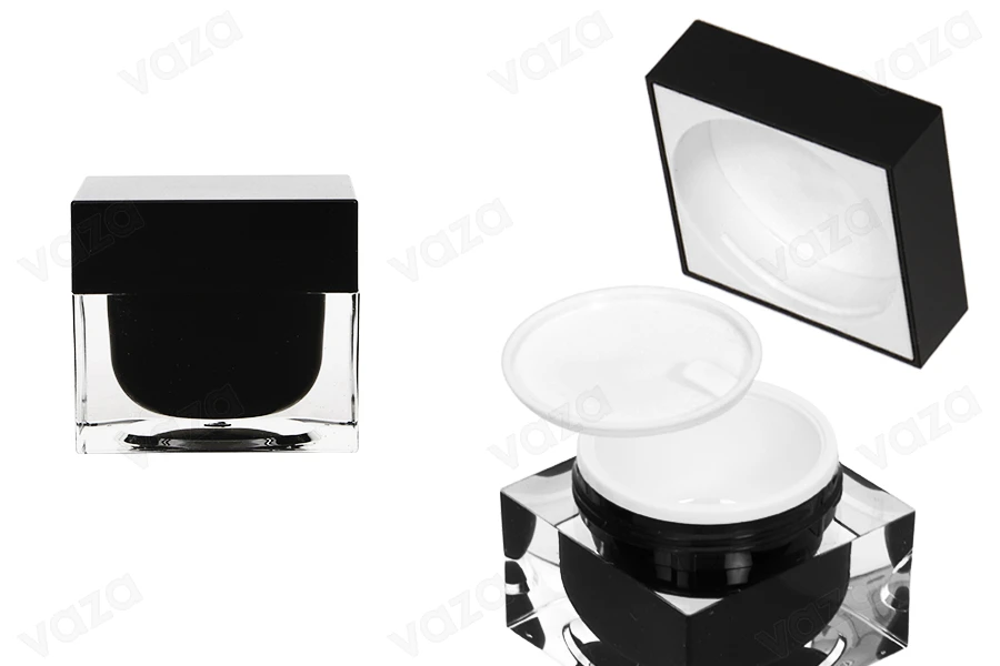 Βάζο πολυτελείας για κρέμα 50 ml, ακρυλικό με πλαστικό παρέμβυσμα στο βάζο και εσωτερικό στο καπάκι-εικόνα_προϊοντική