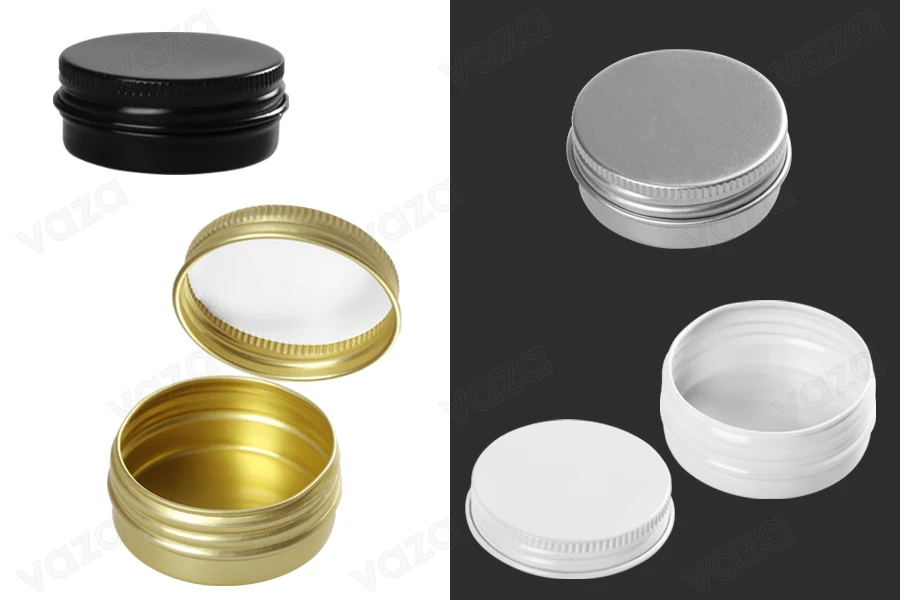 Kavanoz alumini 10 ml me mbulesë-mbrojtëse të brendshme ne kapak në ngjyra të ndryshme - 12 copë Kavanoz alumini 10 ml me mbulesë-mbrojtëse të brendshme ne kapak në ngjyra të ndryshme - 12 copë-imazh_produkt