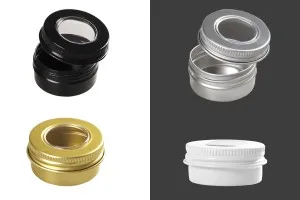 15ml aluminum tin jar with clear top screw lid - available in a package with 15 pcs-1