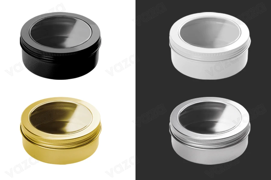 Pot en aluminium de 150ml avec fenêtre sur le couvercle - 12 pcs Pot en aluminium de 150ml avec fenêtre sur le couvercle - 12 pcs-εικόνα_προϊοντική