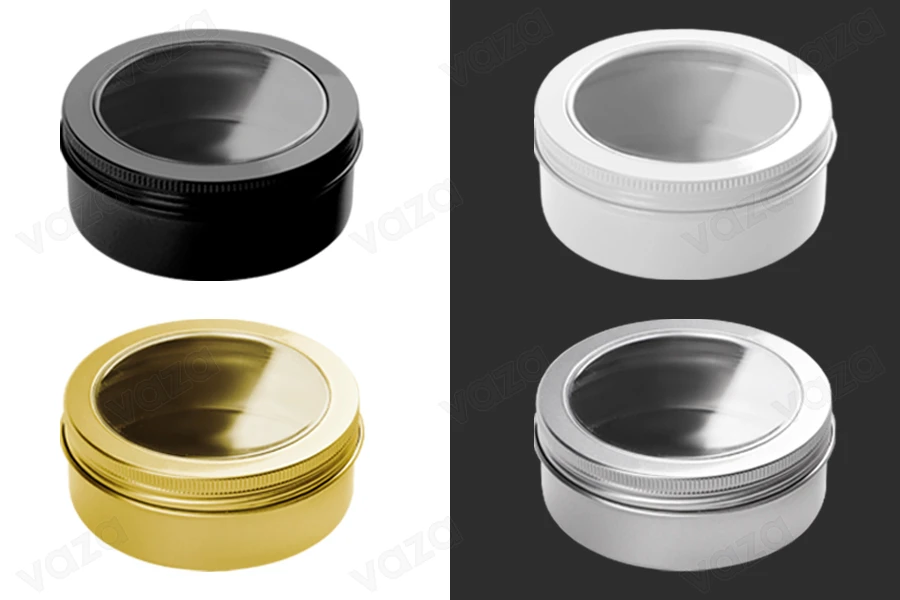 Vasetto in alluminio da 250 ml con finestra sul tappo - 12 pz Vasetto in alluminio da 250 ml con finestra sul tappo - 12 pz-immagine_prodotto