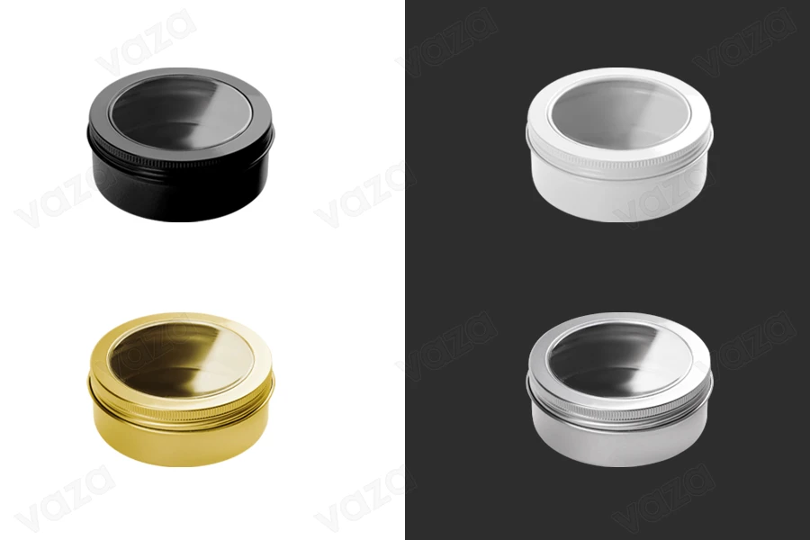 Pot en aluminium de 30ml avec fenêtre sur le couvercle - 12 pcs-photo_produit