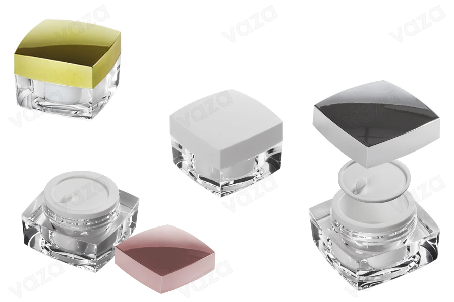 Kavanoz elegant katror për krem 15 ml, me mbulesë-mbrojtëse në kapak dhe plastike në kavanoz-εικόνα_σύνθεση