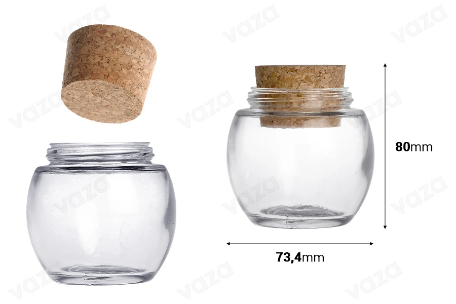 Βάζο σφαιρικό γυάλινο 120 ml με φελλό-εικόνα_διαστάσεις