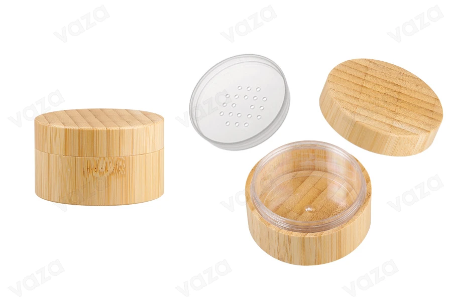 30 ml bamboo jar (acrylic inside) with sieve for powder and cosmetic use 30 ml bamboo jar (acrylic inside) with sieve for powder and cosmetic use-image_product
