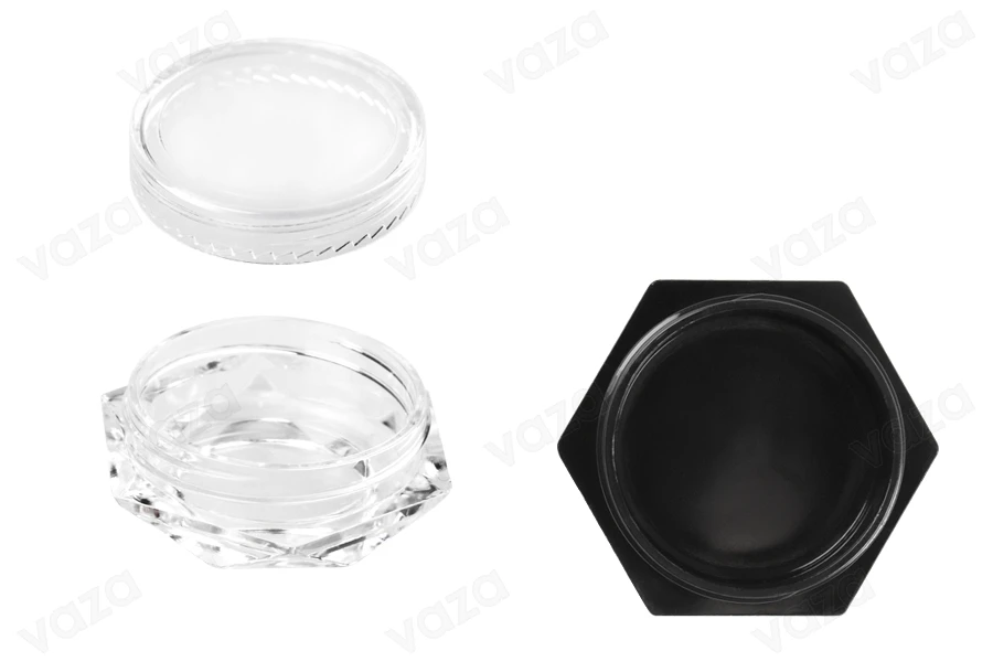 Acryl Cremedose 3ml polygon mit transparentem Deckel -12 Stücke-εικόνα_σύνθεση
