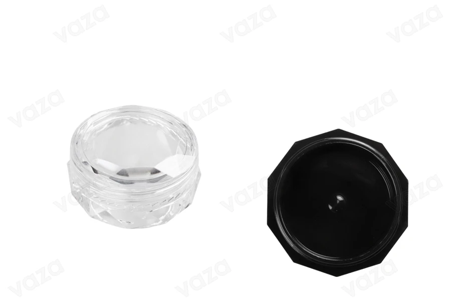Βαζάκι 5 ml ακρυλικό, πολύγωνο με διάφανο καπάκι - 12 τμχ-εικόνα_σύνθεση