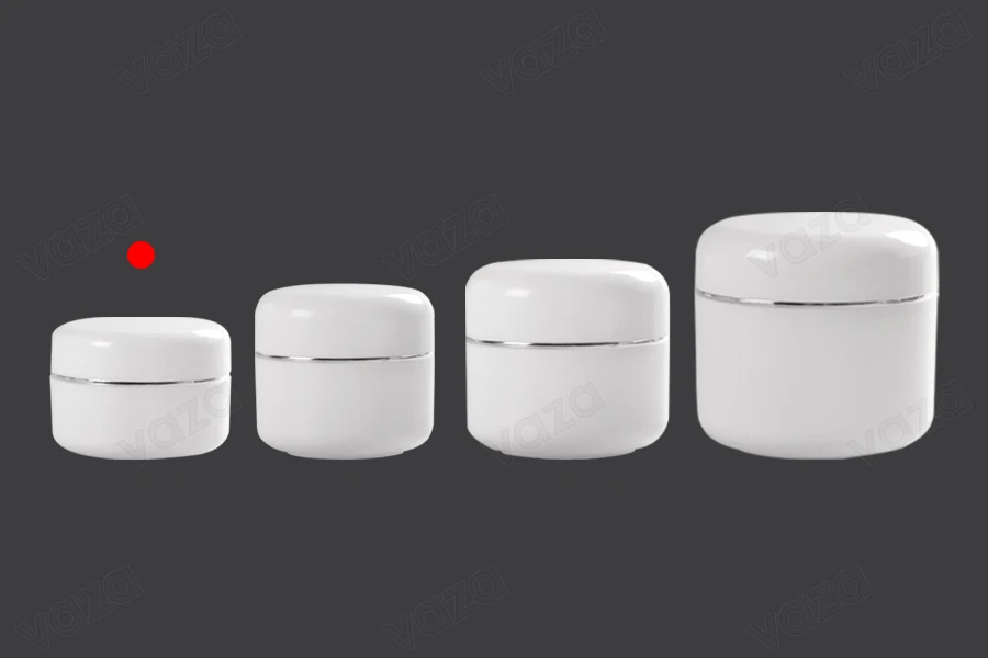 Pot en plastique de 10ml à double fond avec bande argentée, joint et couvercle - 12 pcs Pot en plastique de 10ml à double fond avec bande argentée, joint et couvercle - 12 pcs-εικόνα_σύνθεση