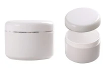 Βάζο 200 ml πλαστικό με ασημί ρίγα και εσωτερικό παρέμβυσμα στο καπάκι - 6 τμχ