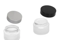 Βαζάκι για κρέμα γυάλινο 50 ml διάφανο αμμοβολής με εσωτερικό παρέμβυσμα στο καπάκι και πλαστικό στο βάζο