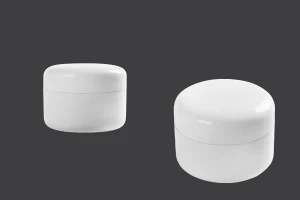 Vasetto bianco in plastica da 100 ml, a doppio fondo con tappo in plastica.-1