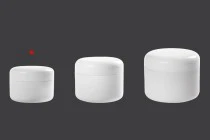 White 100ml double wall plastic cream jar with sealing disc