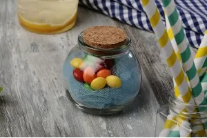Petit pot en verre rond de 11 ml 66 x 69 mm avec liège conique naturel-3