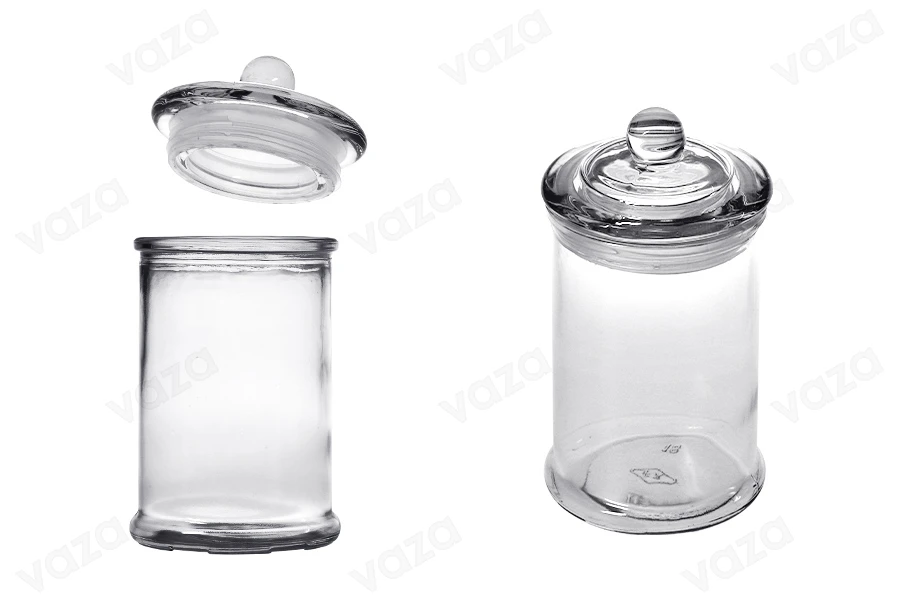 Γυάλινη μικρή γυάλα 330ml με γυάλινο καπάκι και με αεροστεγές κλείσιμο-εικόνα_σύνθεση