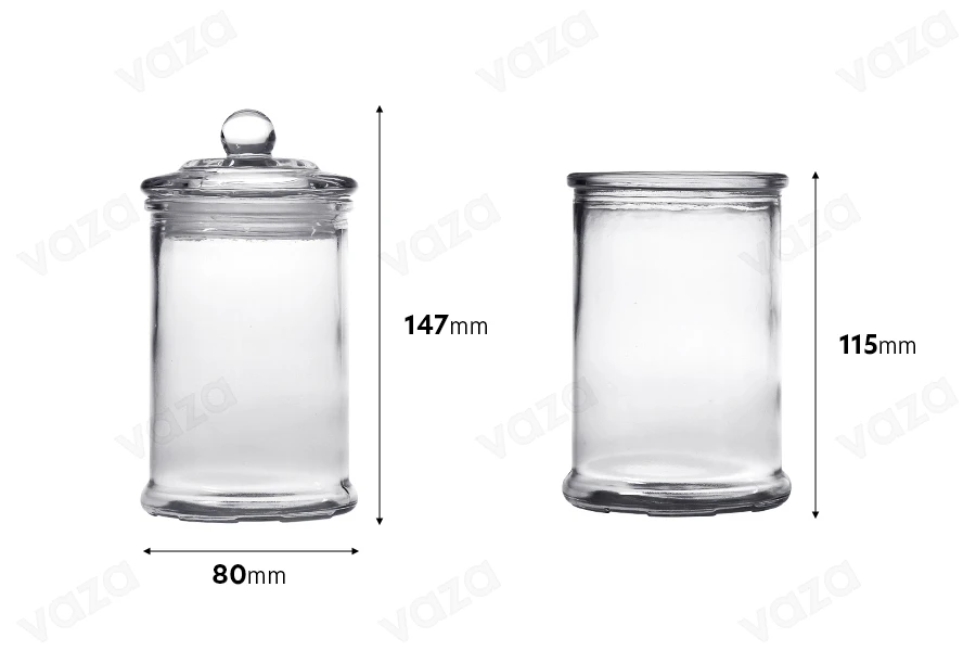 Γυάλινη μικρή γυάλα 330ml με γυάλινο καπάκι και με αεροστεγές κλείσιμο-εικόνα_διαστάσεις
