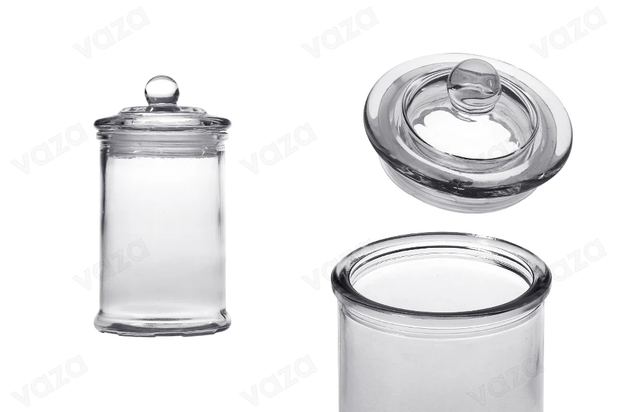 Γυάλινη μικρή γυάλα 330ml με γυάλινο καπάκι και με αεροστεγές κλείσιμο-εικόνα_προϊοντική