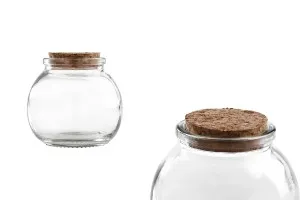 Petit pot en verre rond de 11 ml 66 x 69 mm avec liège conique naturel-1