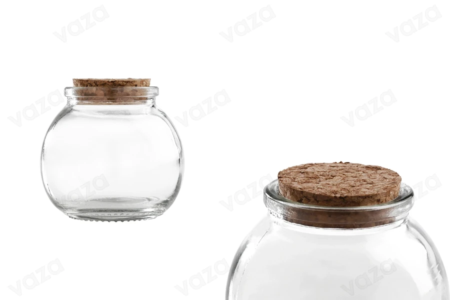 Petit pot en verre rond de 11 ml 66 x 69 mm avec liège conique naturel-εικόνα_προϊοντική