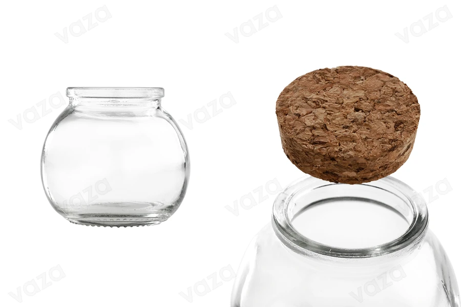 Petit pot en verre rond de 11 ml 66 x 69 mm avec liège conique naturel-εικόνα_διαστάσεις