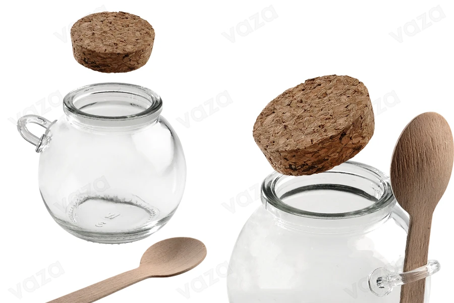 Βαζάκι 110 ml γυάλινο στρογγυλό 66x69 mm με ξύλινο κουταλάκι και φυσικό κωνικό φελλό Βαζάκι 110 ml γυάλινο στρογγυλό 66x69 mm με ξύλινο κουταλάκι και φυσικό κωνικό φελλό-εικόνα_διαστάσεις