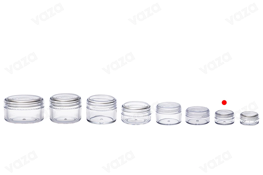 Pot en acrylique de 5 ml transparent avec couvercle Pot en acrylique de 5 ml transparent avec couvercle-photo_groupe