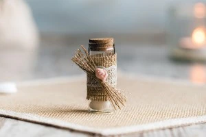 Tube de verre pour dragées de mariage - baptême avec liège naturel-7