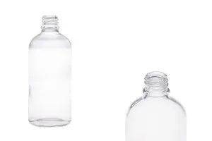 Γυάλινο μπουκαλάκι για αιθέρια έλαια 100 ml διάφανο με στόμιο PP18