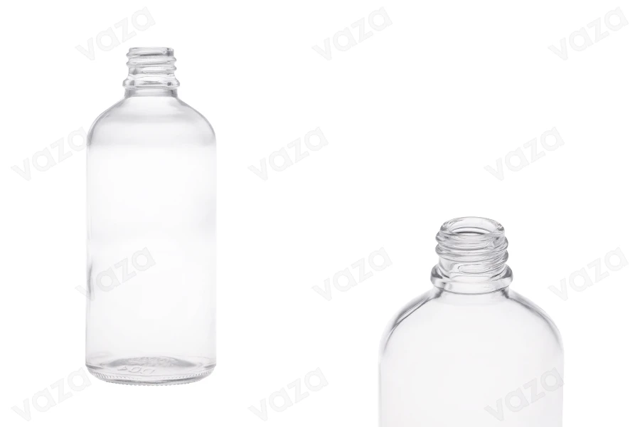 Flacon en verre pour huiles essentielles de 100 ml transparent avec bouchon PP18-photo_produit