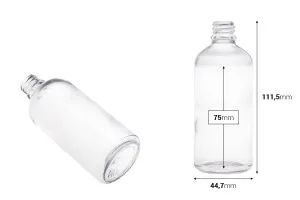 Γυάλινο μπουκαλάκι για αιθέρια έλαια 100 ml διάφανο με στόμιο PP18-2