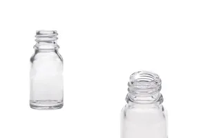 Γυάλινο μπουκαλάκι για αιθέρια έλαια 10 ml διάφανο με στόμιο PP18