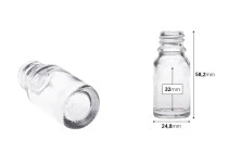 Γυάλινο μπουκαλάκι για αιθέρια έλαια 10 ml διάφανο με στόμιο PP18 Γυάλινο μπουκαλάκι για αιθέρια έλαια 10 ml διάφανο με στόμιο PP18