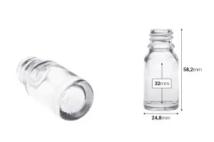 Flacone in vetro trasparente da 10 ml per oli essenziali, con beccuccio in PP18.-2